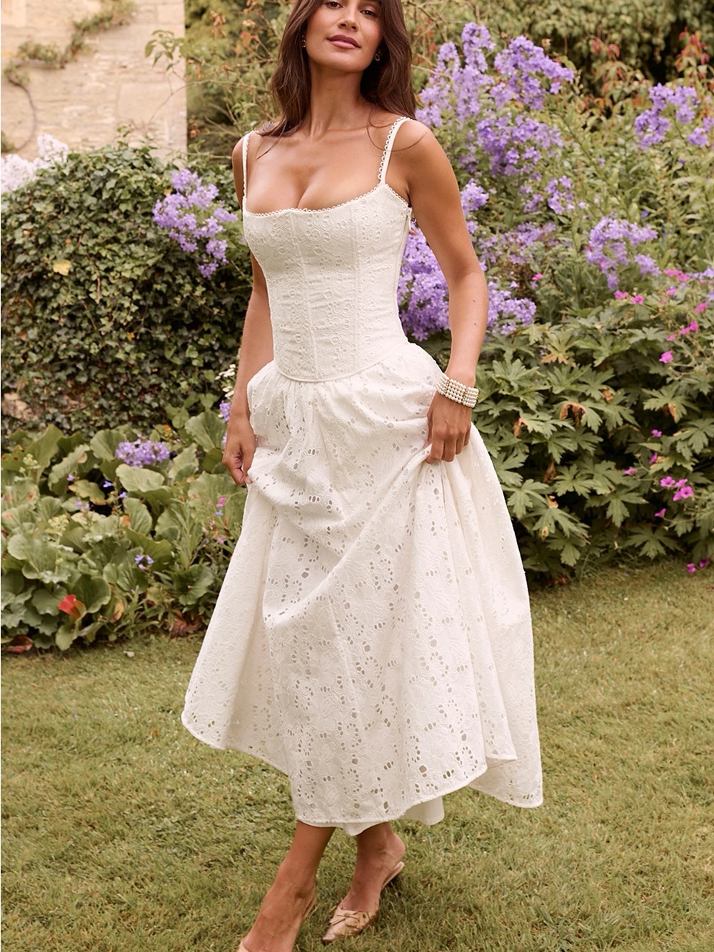 House of CB Cream Eyelet Corset Skirt Set